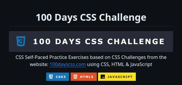 100 Days of CSS Challenges GitHub Repository Banner