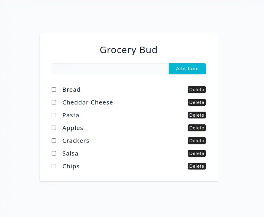 Grocery Bud Project Home Page